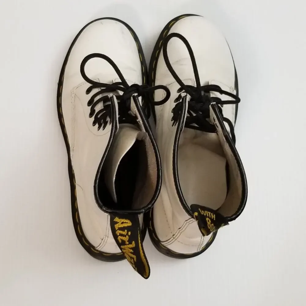 Dr Martens Leather Combat Boot White Women Sz 8 Doc AirWair 11821 Oil Resistant - Picture 7 of 15